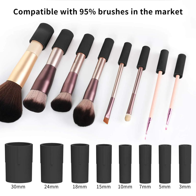 Makeup Brush Cleaner and Dryer Machine Electric Brush Cleaner Machine with 8 Size Rubber Collars Automatic Brush Cleaner Spinner