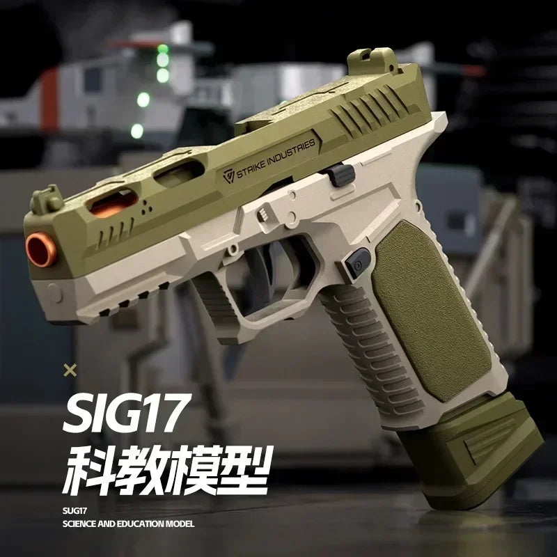 SIG17 Automatic Serial Shell Throwing Metal Soft Bullet Gun 1911 Empty Hanging Glock Children's Toy Gun Simulation Boy