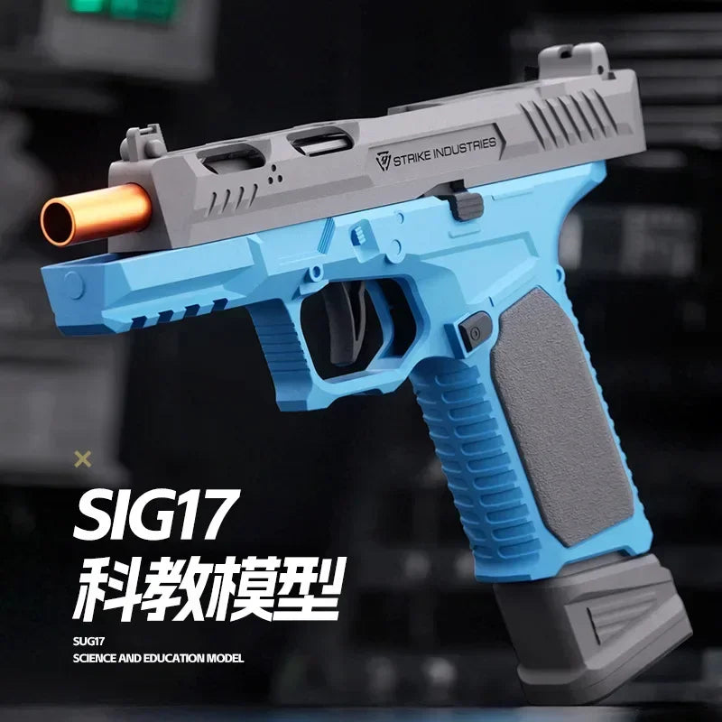 New SIG17 Automatic Serial Shell Throwing Metal Soft Bullet Gun 1911 Empty Hanging Glock Children's Toy Gun Simulation Boy